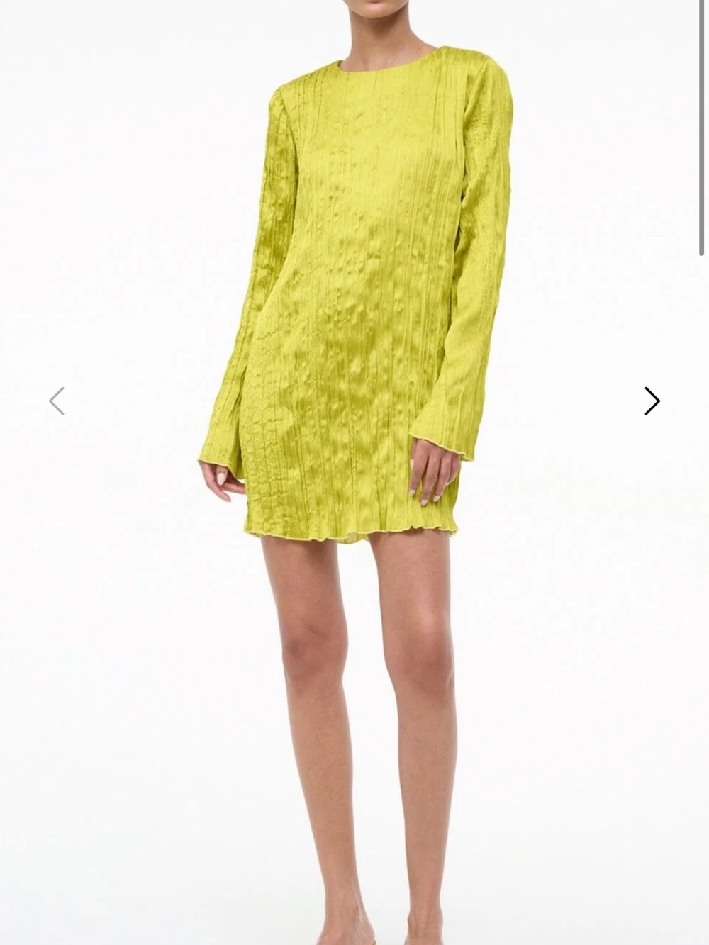 STAUD KONA DRESS CHARTREUSE PLISSE